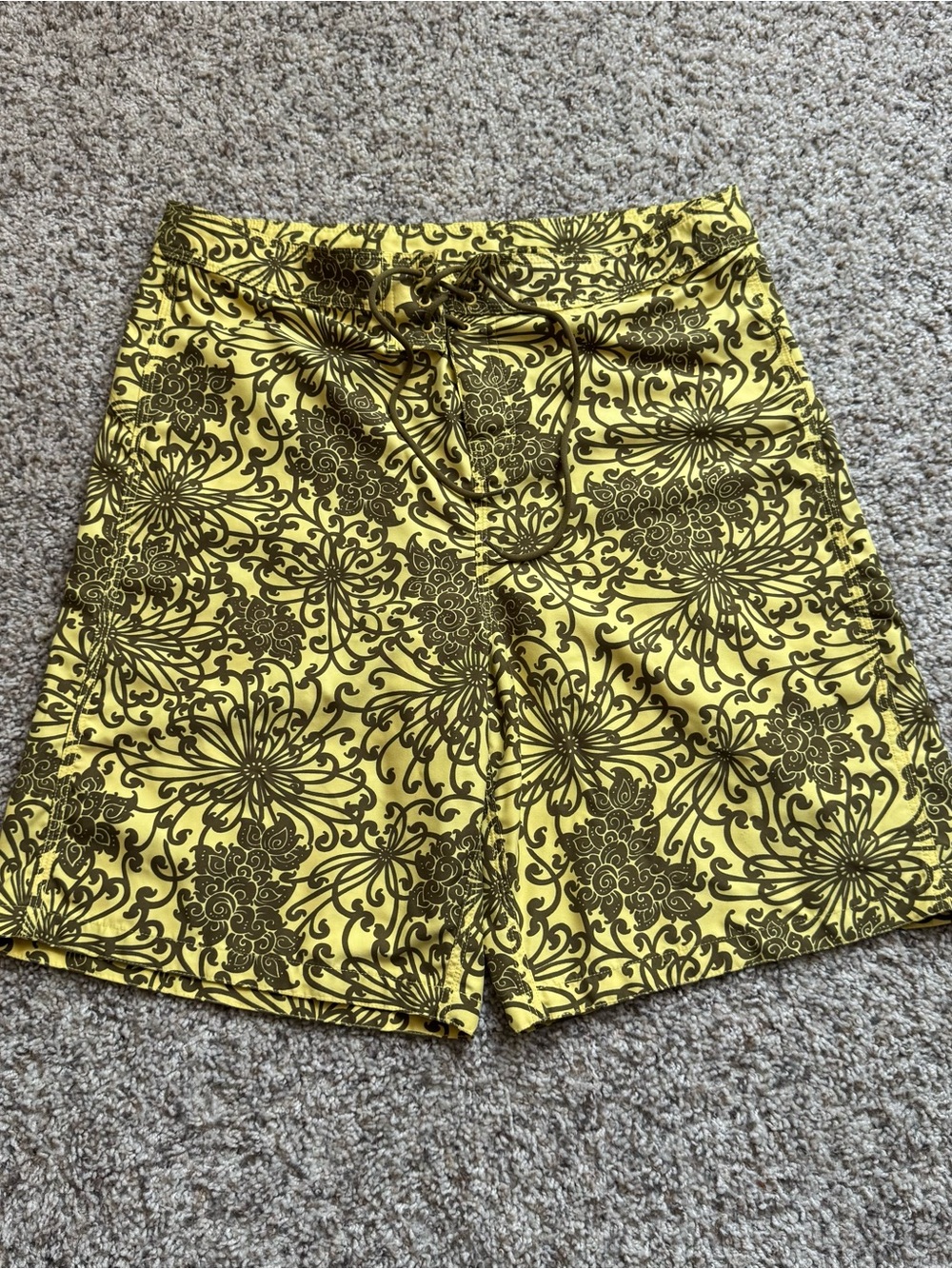 Vintage ACE Board Shorts Mens Yellow Floral Swim Trunks Y2K Outdoor Surf 32